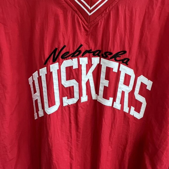 Vtg Nebraska Corn Huskers Pullover Jacket XL NCAA Russell Athletic Red Nylon - Picture 4 of 12
